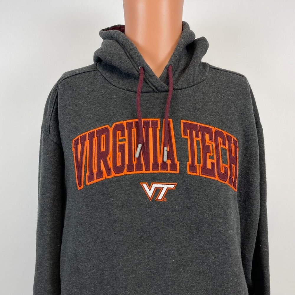 Champion Virginia Tech University Embroidered Hoodie Sweatshirt College Grey XL - Picture 1 of 5